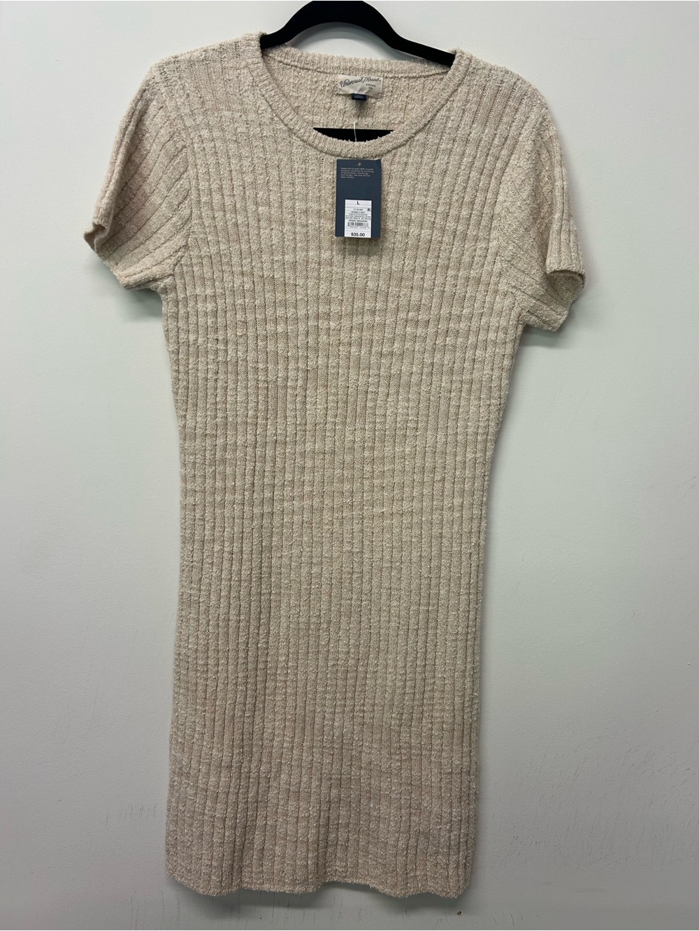 Universal Thread Ribbed Short Sleeve Midi Dress - Cream